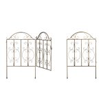 Gard de gradina decorativ, din otel, 3 piese, 98,5 x 185 x 2,5 cm, bronz