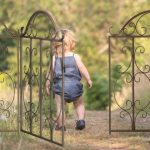Gard de gradina decorativ, din otel, 3 piese, 98,5 x 185 x 2,5 cm, bronz - imagine 3