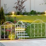 Gard de gradina decorativ alb, din otel, 3 piese, 98,5 x 185 x 2,5 cm - imagine 2
