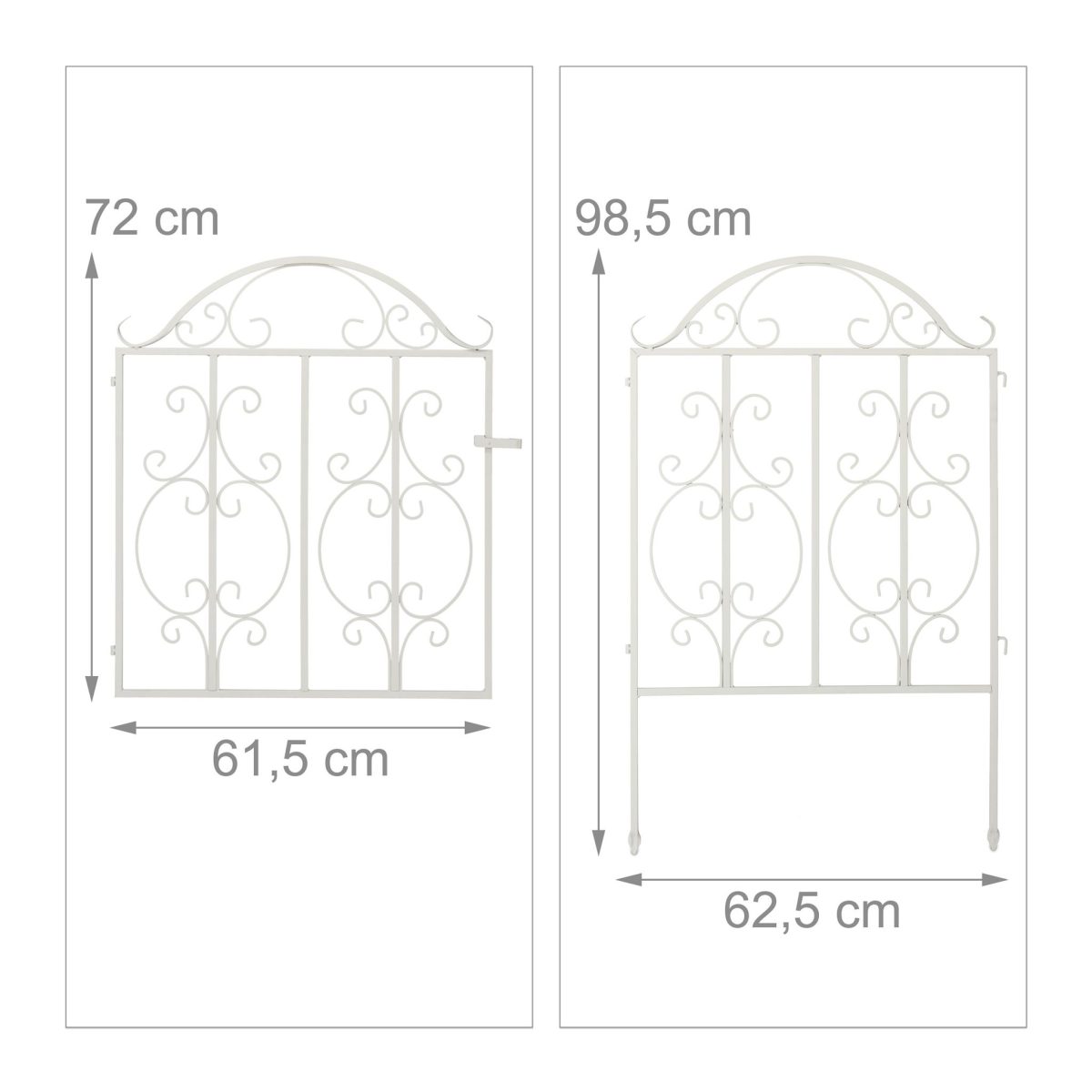 Gard de gradina decorativ alb, din otel, 3 piese, 98,5 x 185 x 2,5 cm - imagine 4