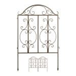 Gard de gradina decorativ, 3 piese, din metal, 98 x 190,5 x 2,5 cm, bronz