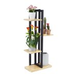 Raft cu 4 nivele, otel/MDF, negru/maro, 93 x 42,5 x 22,5 cm