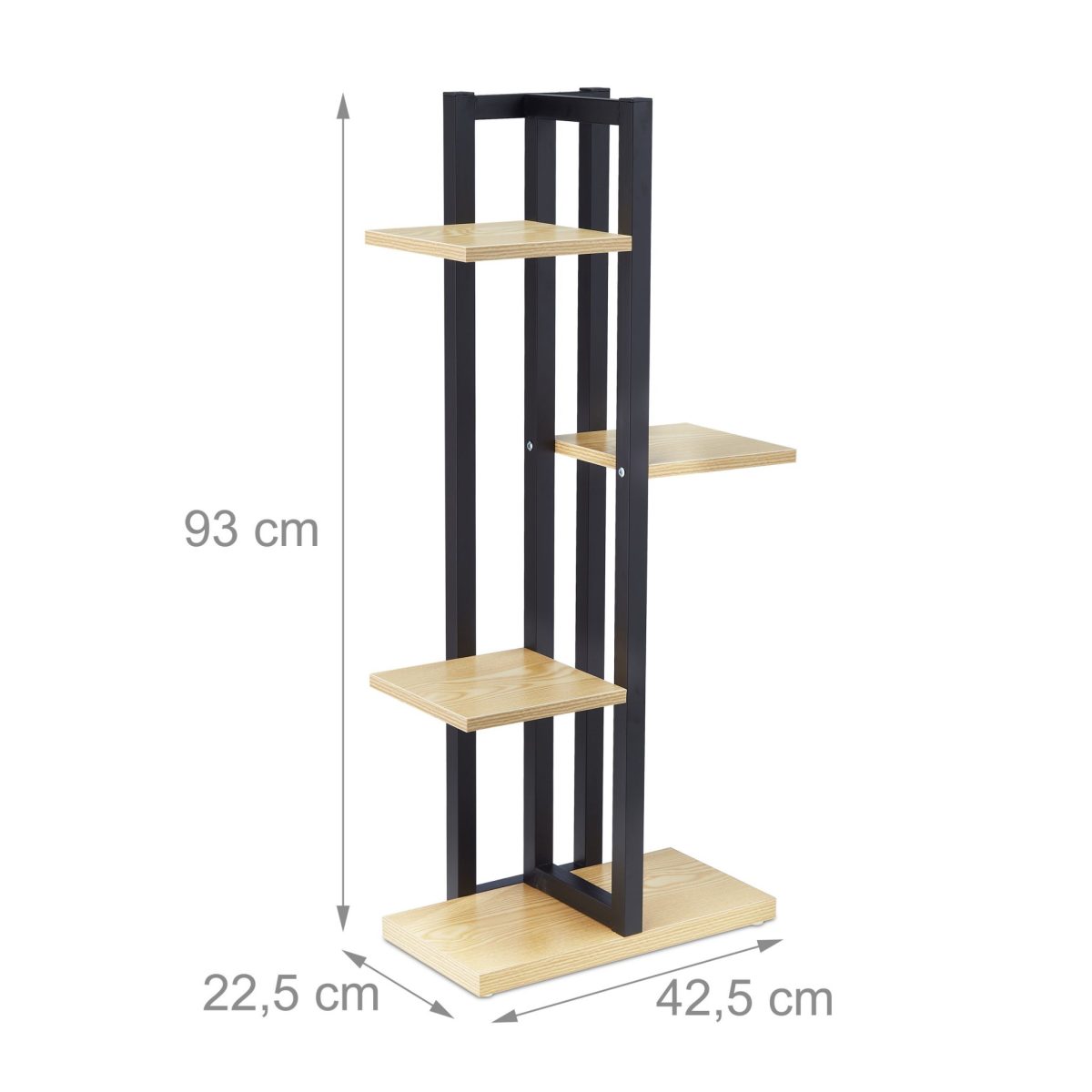 Raft cu 4 nivele, otel/MDF, negru/maro, 93 x 42,5 x 22,5 cm - imagine 3
