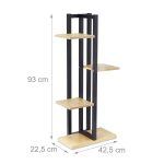 Raft cu 4 nivele, otel/MDF, negru/maro, 93 x 42,5 x 22,5 cm - imagine 3