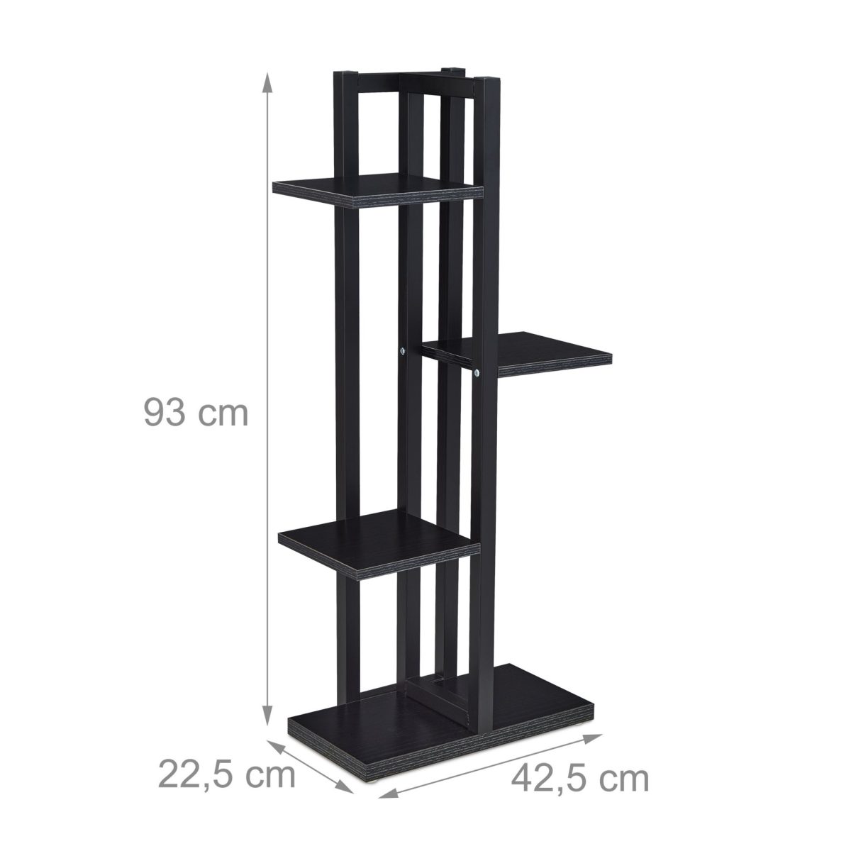 Raft cu 4 nivele, otel/MDF, negru, 93 x 42,5 x 22,5 cm - imagine 3