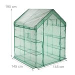 Sera pentru gradina, 8 rafturi, cu ferestre, folie PE, verde, 195 x 145 x 145 cm - imagine 4