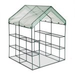 Sera pentru gradina, 8 rafturi, cu ferestre, folie PE, verde, 195 x 145 x 145 cm - imagine 6