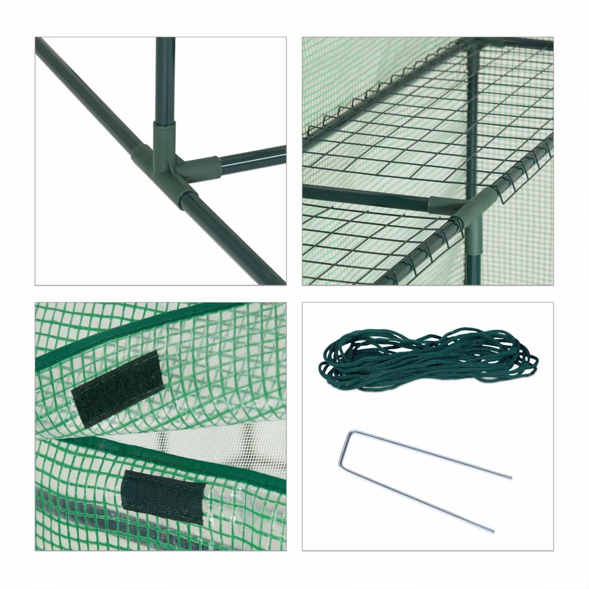 Sera pentru gradina, 8 rafturi, cu ferestre, folie PE, verde, 195 x 145 x 145 cm - imagine 7