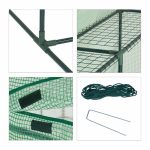 Sera pentru gradina, 8 rafturi, cu ferestre, folie PE, verde, 195 x 145 x 145 cm - imagine 7