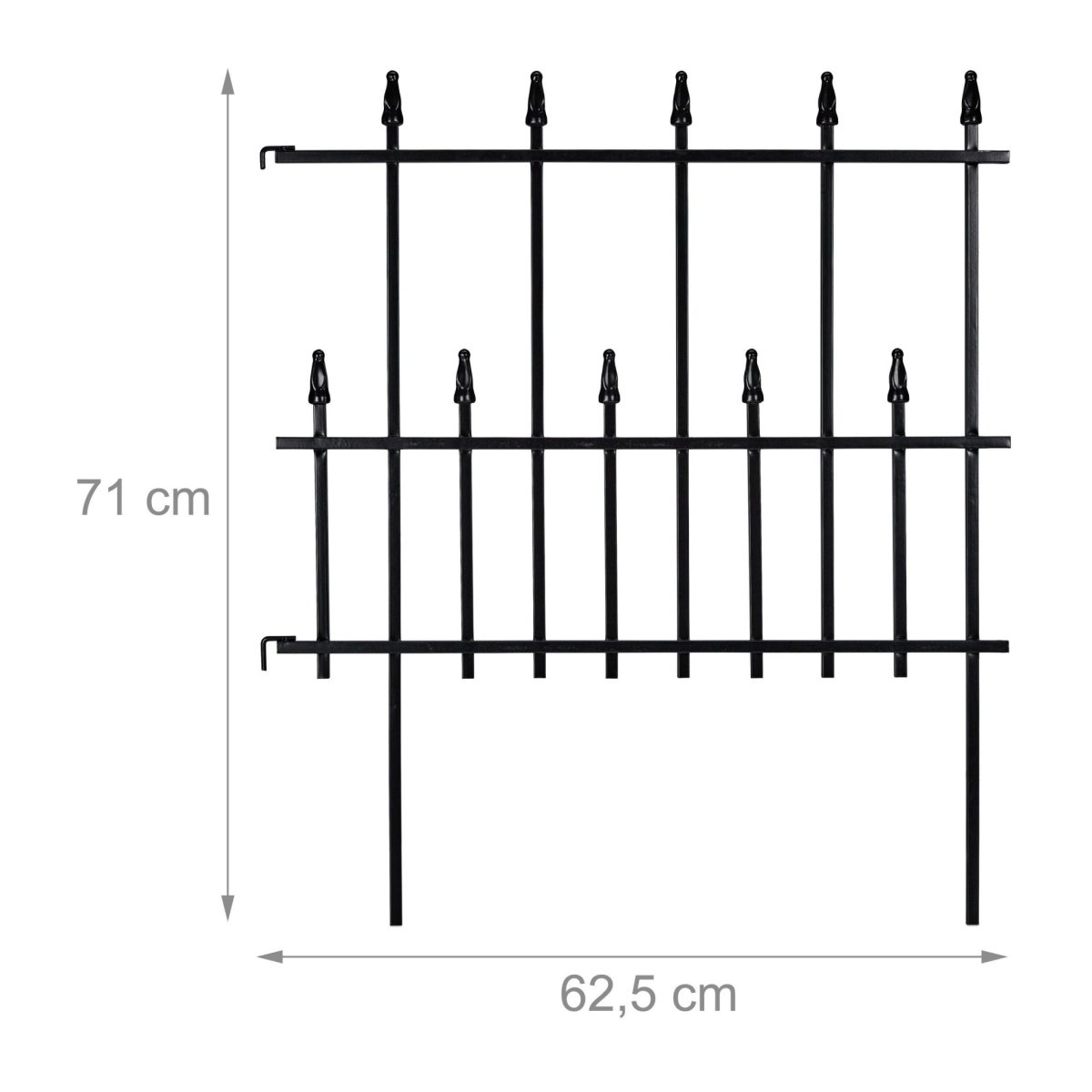 Pachet 4 buc bordura gardulet decorativ, din metal, pentru gazon sau flori, din fier, 71 x 62,5 x 2,5 cm, negru - imagine 4