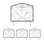 Gard decorativ din 4 piese, cu infingere in sol, fier, 60 x 60 x 1,5 cm