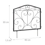 Gard decorativ din 4 piese, cu infingere in sol, fier, 60 x 60 x 1,5 cm - imagine 4