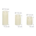 Set de 3 lumanari LED cu telecomanda, dimensiuni diferite, ceara/plastic, crem - imagine 4