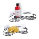 Set 2 rafturi adezive pentru dus, fier, 6 x 26 x 26 cm,