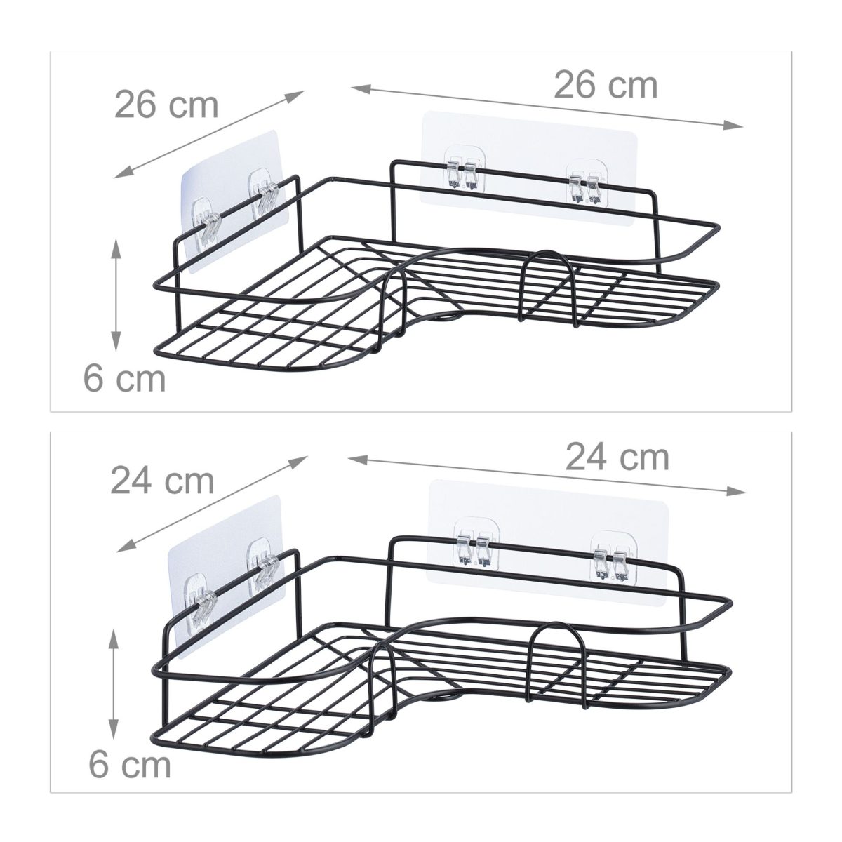 Set 2 rafturi adezive pentru dus, fier, 6 x 26 x 26 cm, - imagine 4