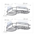 Set 2 rafturi adezive pentru dus, fier, 6 x 26 x 26 cm, - imagine 4