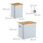Set 2 recipiente pentru hrana animale/diverse, capac din bambus, 5,5 l si 13,5 l, fier - imagine 4