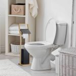 Suport pentru hartie igienica cu perie de toaleta, bambus/otel, 74 x 20 x 20 cm - imagine 5