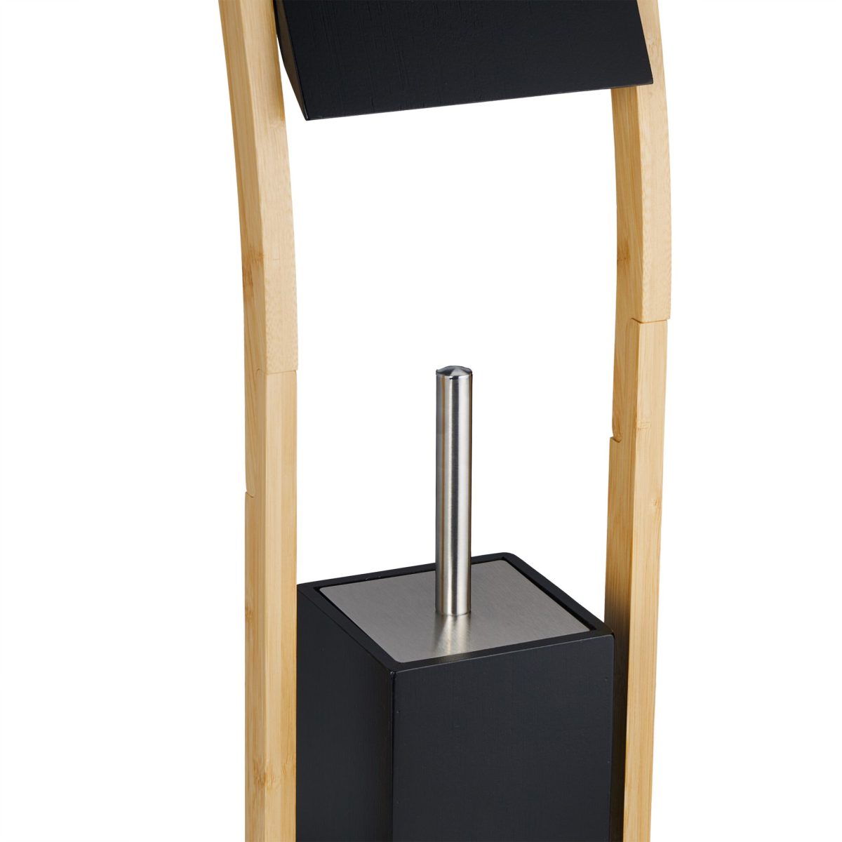 Suport pentru hartie igienica cu perie de toaleta, bambus/otel, 74 x 20 x 20 cm - imagine 7