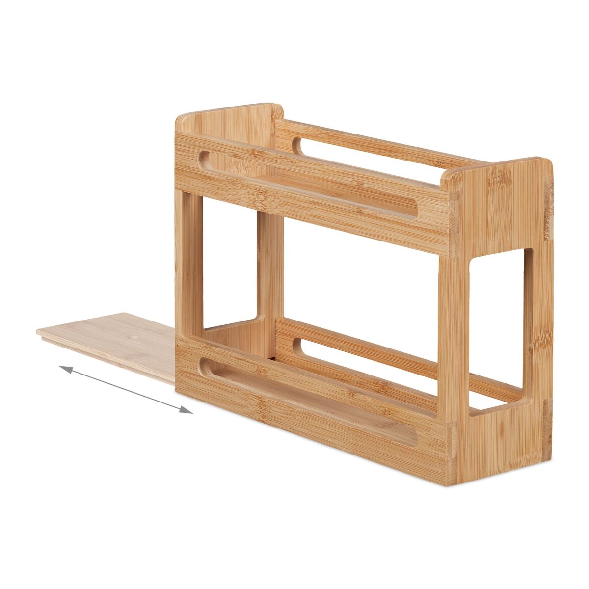 Raft extensibil pentru condimente, 2 niveluri, din bambus, 21,5 x 30,5 x 10,5 cm - imagine 6