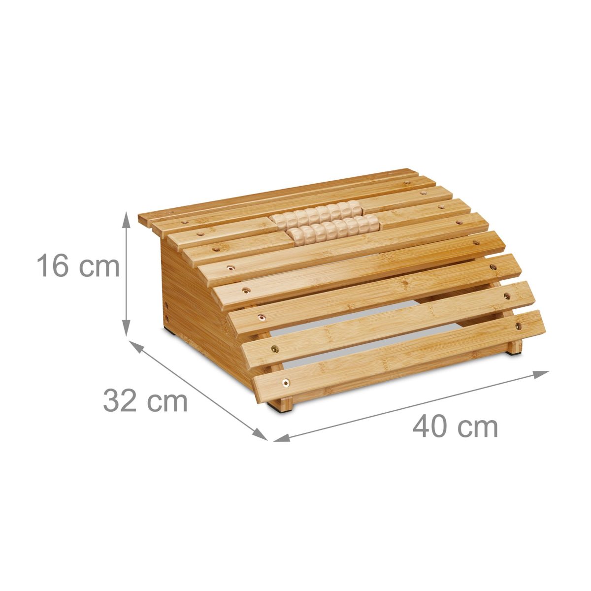 Suport pentru picioare cu roller pentru masaj, din bambus, 16 x 40 x 32 cm - imagine 4