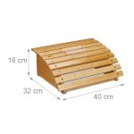 Suport pentru picioare cu roller pentru masaj, din bambus, 16 x 40 x 32 cm - imagine 4