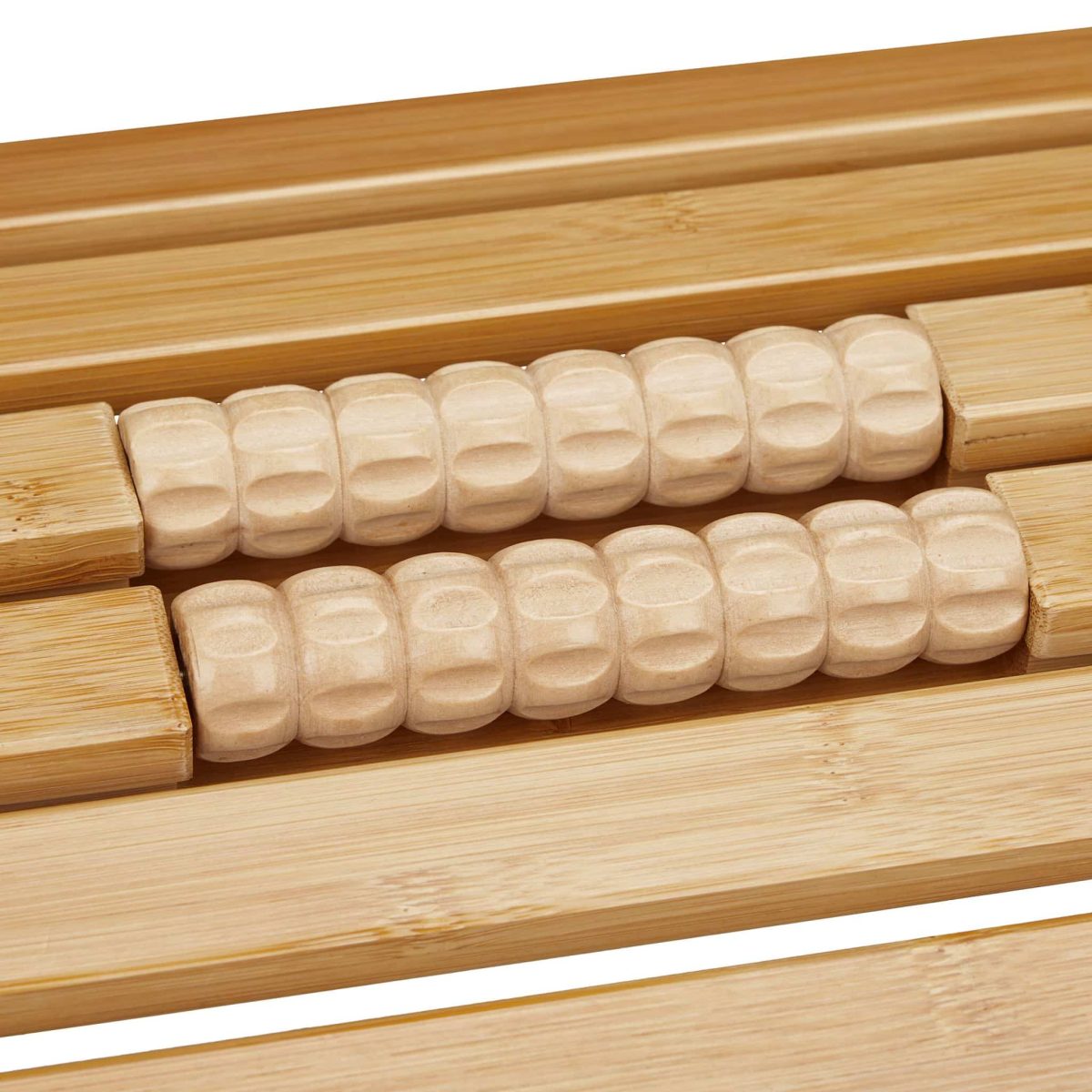 Suport pentru picioare cu roller pentru masaj, din bambus, 16 x 40 x 32 cm - imagine 6
