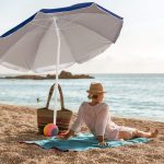 Umbrela de soare, 160 cm, reglabila pe inaltime 130-185 cm, inclinabila 45°, albastru - imagine 3