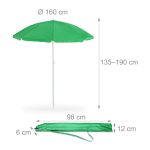Umbrela de soare, 160 cm, reglabila pe inaltime 135–190 cm, inclinabila 45°, verde - imagine 4
