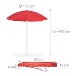 Umbrela de soare, 160 cm, reglabila pe inaltime 138–190 cm, inclinabila 45°, rosu - imagine 4