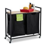 Cos de rufe mobil cu 2 compartimente, raft, 75 x 80 x 33 cm