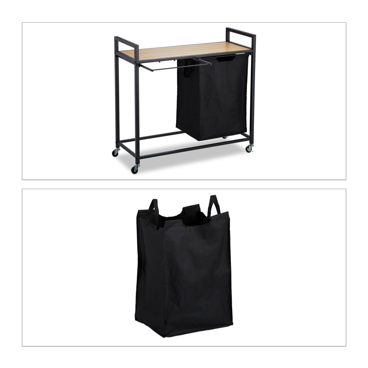 Cos de rufe mobil cu 2 compartimente, raft, 75 x 80 x 33 cm - imagine 6
