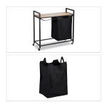 Cos de rufe mobil cu 2 compartimente, raft, 75 x 80 x 33 cm - imagine 6
