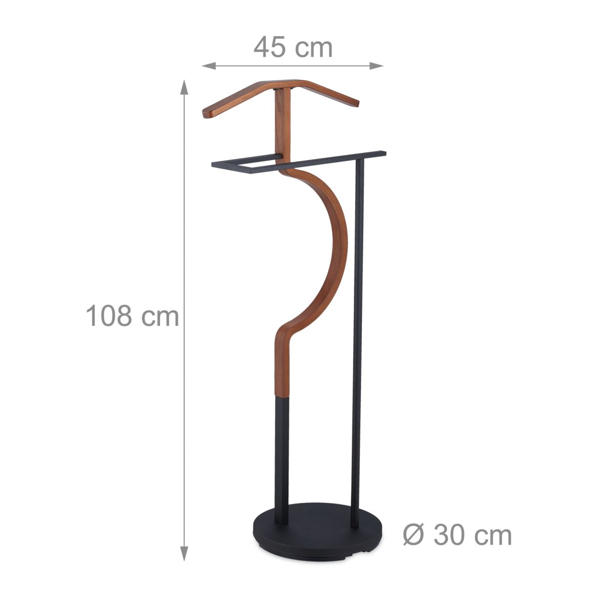 Portmantou, din otel si MDF, 108 x 45 x 30 cm, negru/maro - imagine 4