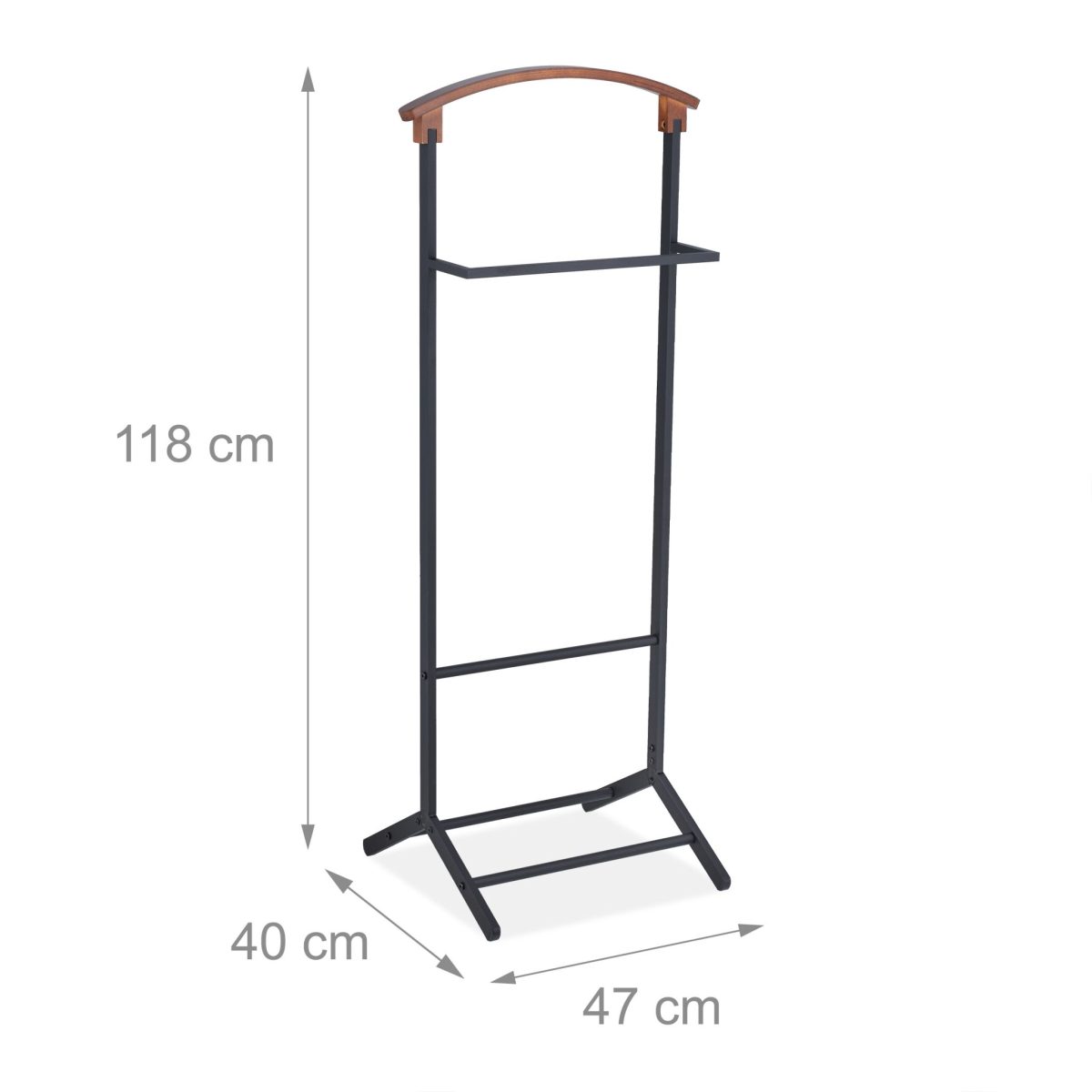 Portmantou, din otel si MDF, 118 x 47 x 40 cm, negru - imagine 3