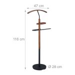 Portmantou cu raft, din otel si MDF, 116 x 47 x 28 cm, negru - imagine 5