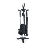 Set accesorii pentru semineu, 5 piese cu suport, negru, 60,5 x 20 x 20 cm