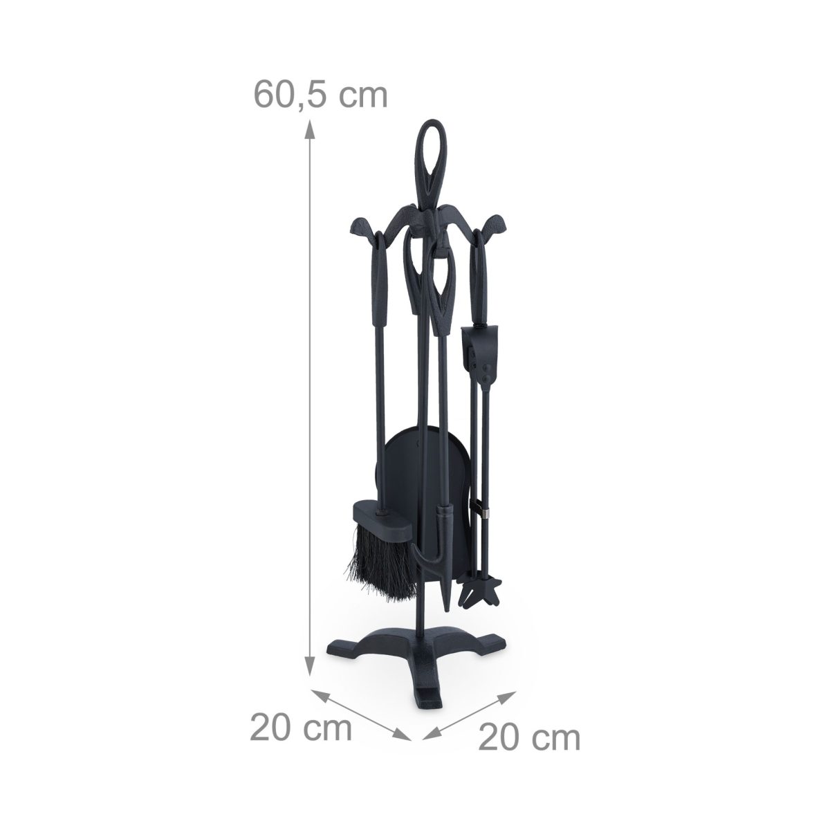 Set accesorii pentru semineu, 5 piese cu suport, negru, 60,5 x 20 x 20 cm - imagine 4