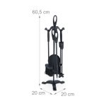 Set accesorii pentru semineu, 5 piese cu suport, negru, 60,5 x 20 x 20 cm - imagine 4