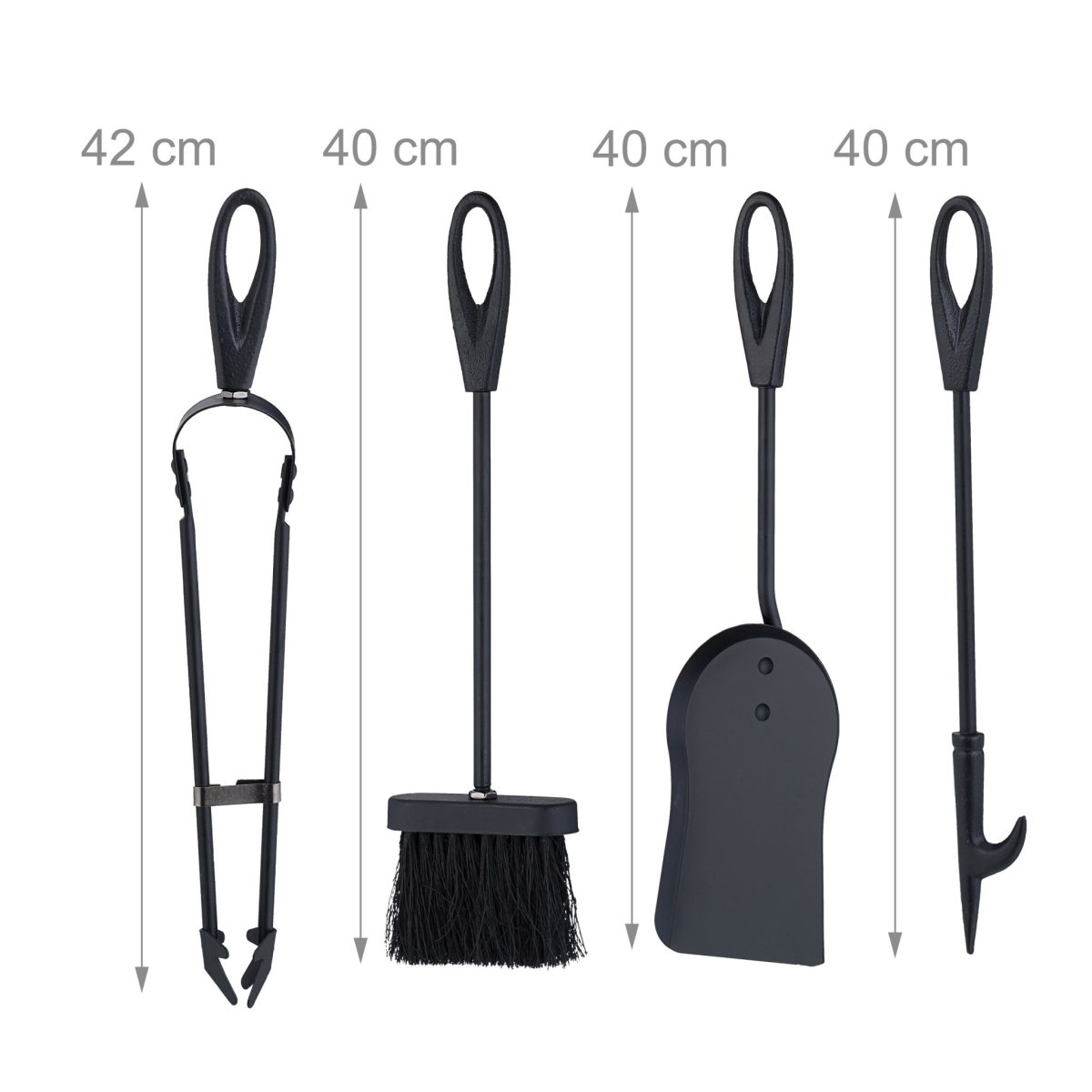 Set accesorii pentru semineu, 5 piese cu suport, negru, 60,5 x 20 x 20 cm - imagine 5