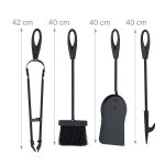 Set accesorii pentru semineu, 5 piese cu suport, negru, 60,5 x 20 x 20 cm - imagine 5