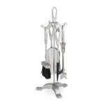 Set accesorii pentru semineu, 5 piese cu suport, 54 x 21 x 20 cm, argintiu