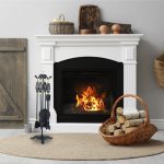 Set accesorii șemineu 5 piese cu suport decorativ, accente aurii - imagine 2