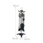 Set accesorii șemineu 5 piese cu suport decorativ, accente aurii - imagine 4