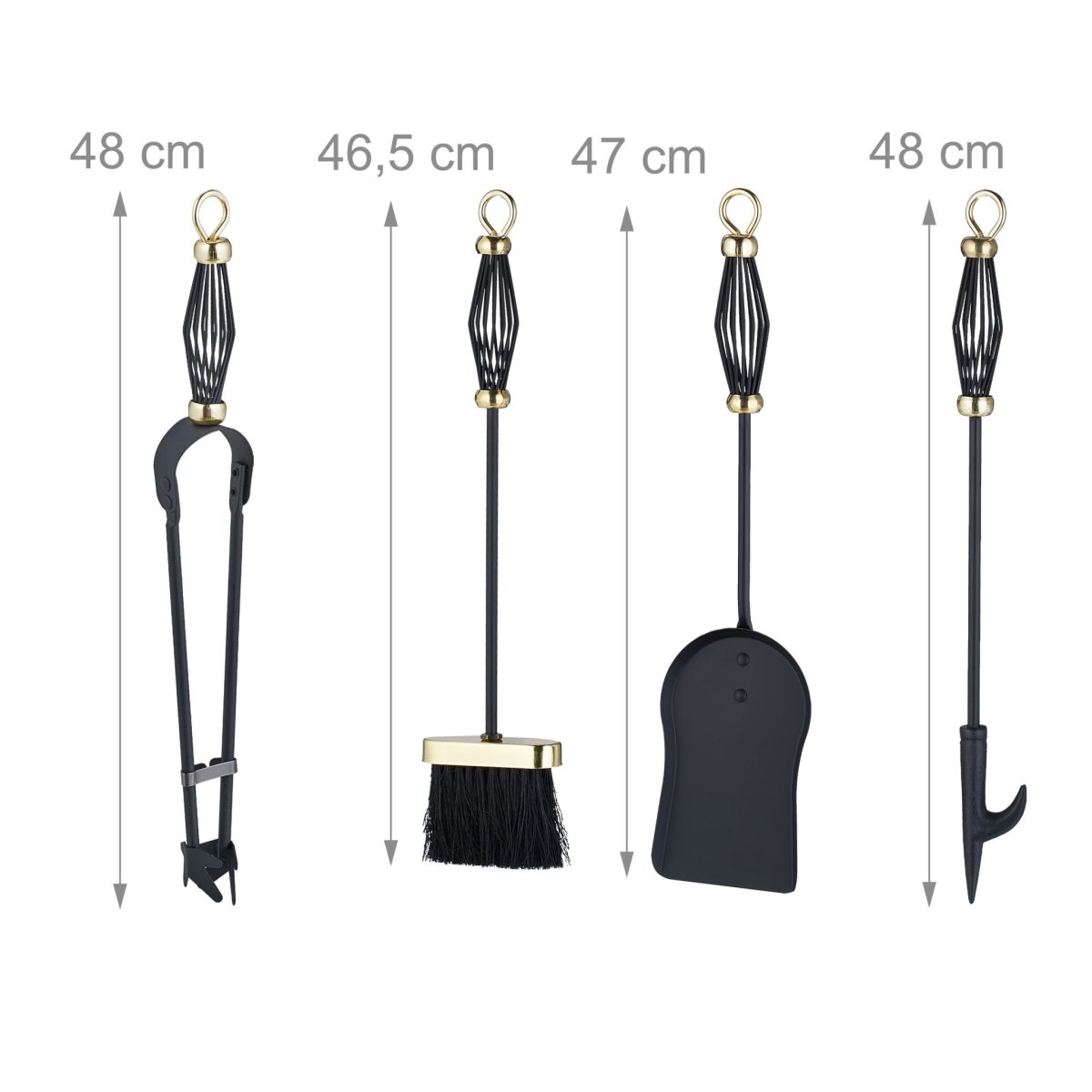 Set accesorii șemineu 5 piese cu suport decorativ, accente aurii - imagine 5