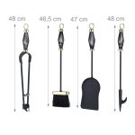 Set accesorii șemineu 5 piese cu suport decorativ, accente aurii - imagine 5