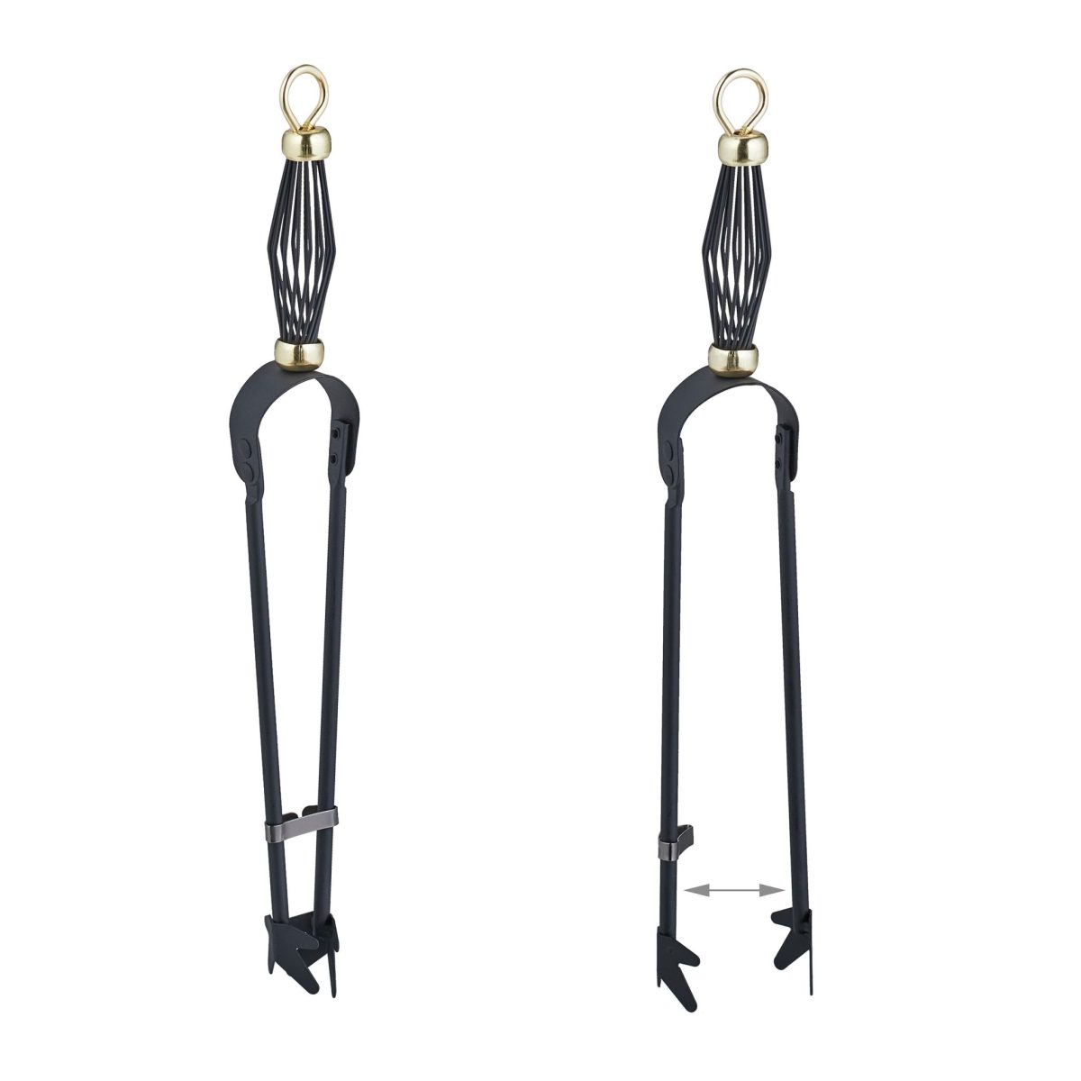 Set accesorii șemineu 5 piese cu suport decorativ, accente aurii - imagine 7