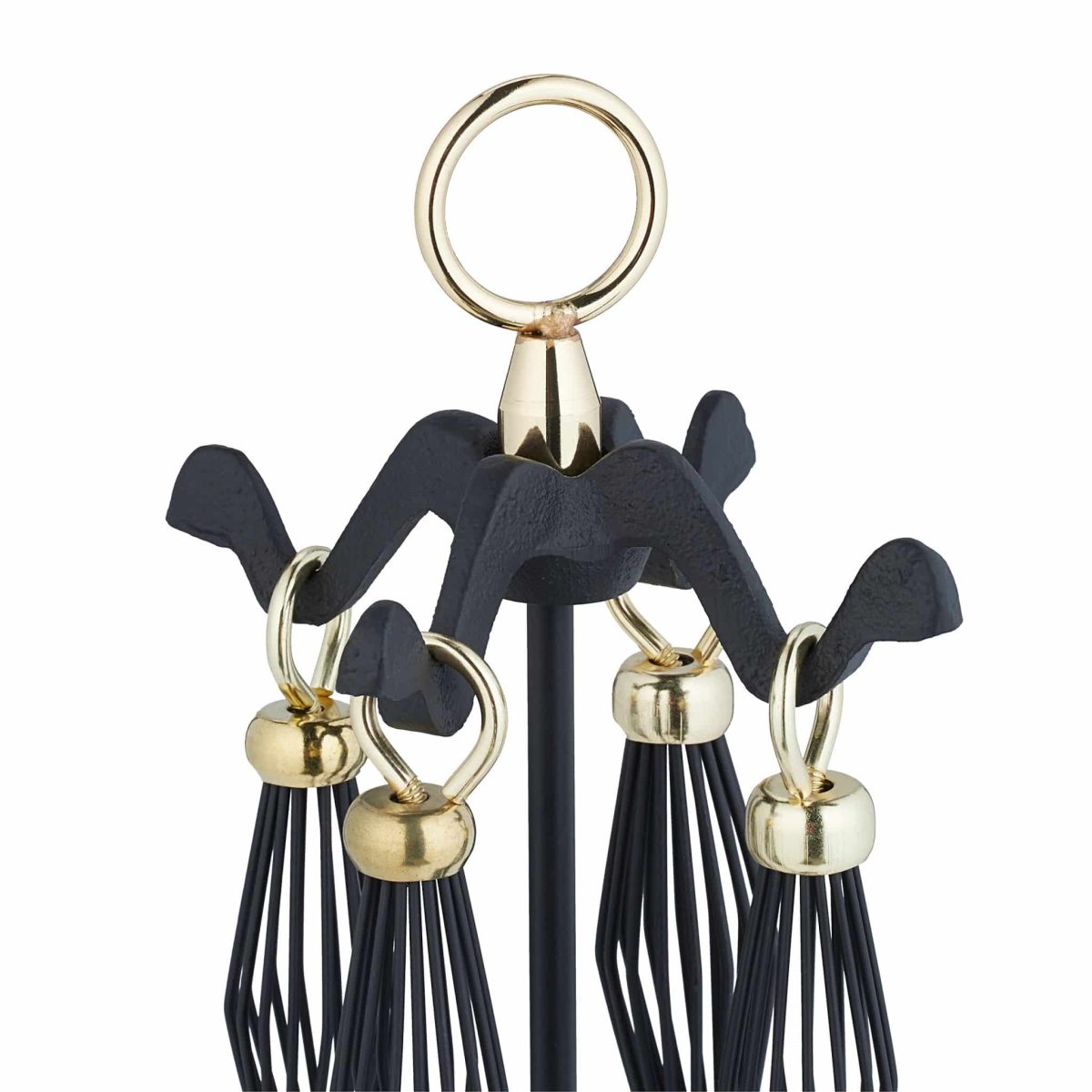 Set accesorii șemineu 5 piese cu suport decorativ, accente aurii - imagine 8