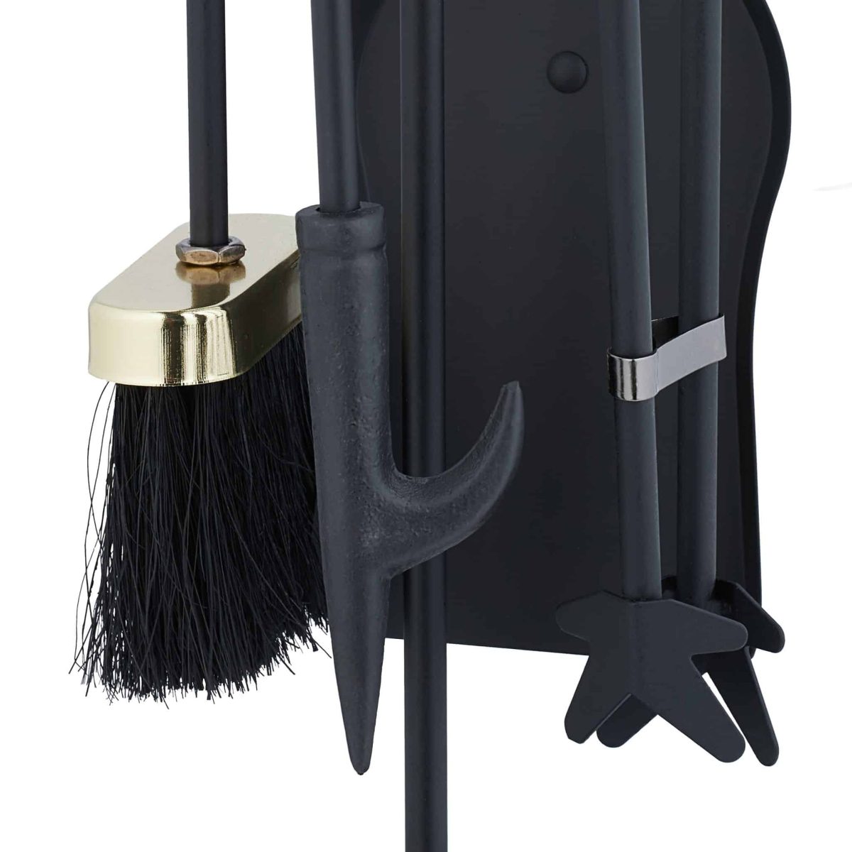 Set accesorii șemineu 5 piese cu suport decorativ, accente aurii - imagine 9