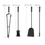 Set accesorii pentru semineu, 5 piese cu suport, 58 x 16 x 16 cm, negru - imagine 5